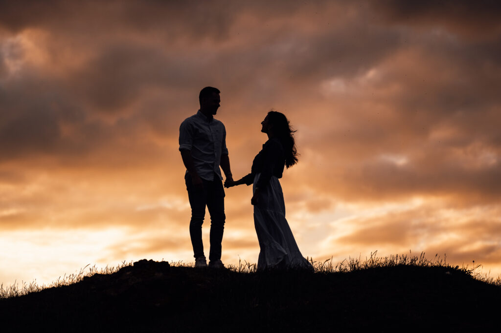 engagement session couples silhouette 