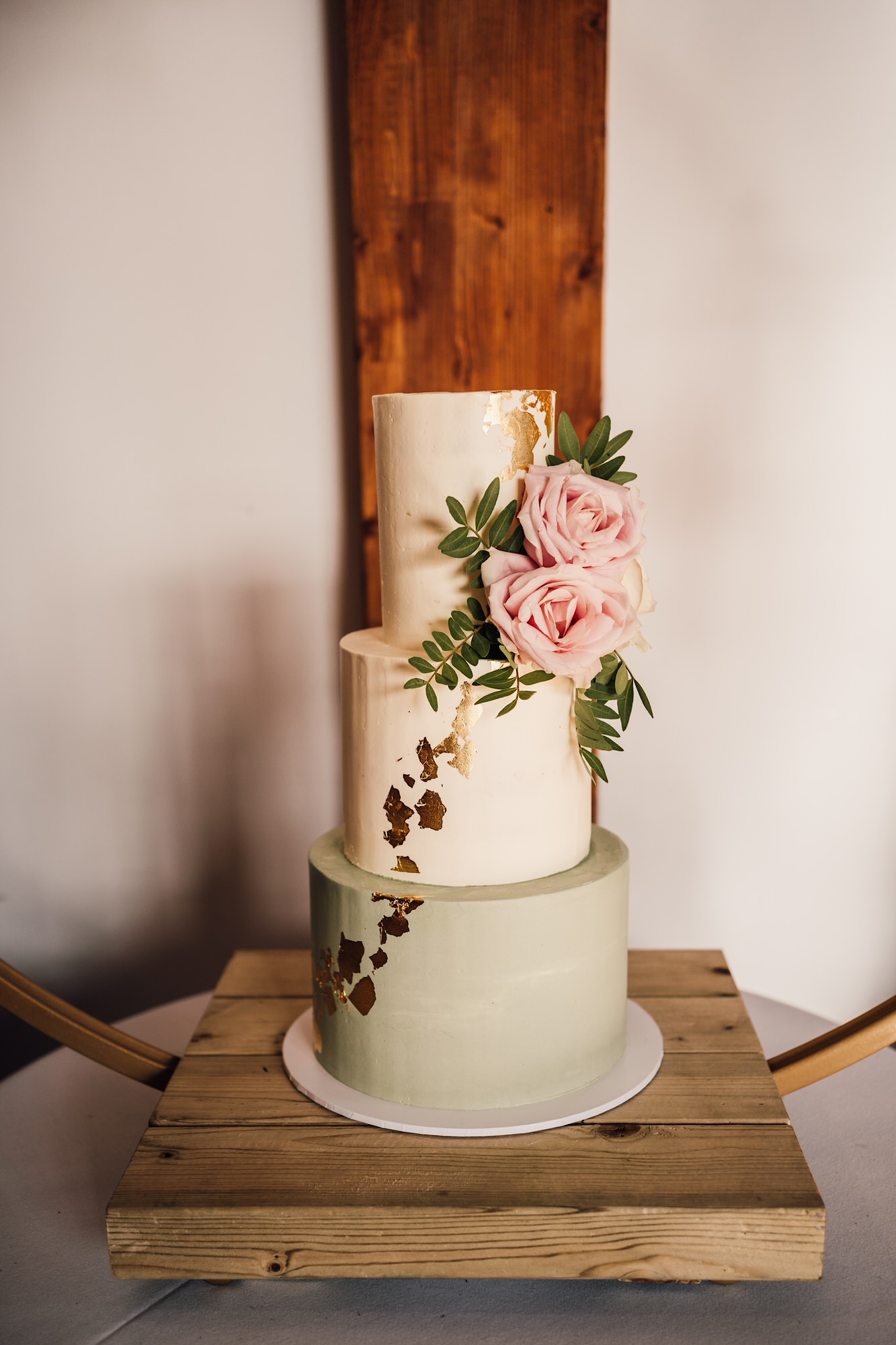 wedding cake with flowers and watercolour design