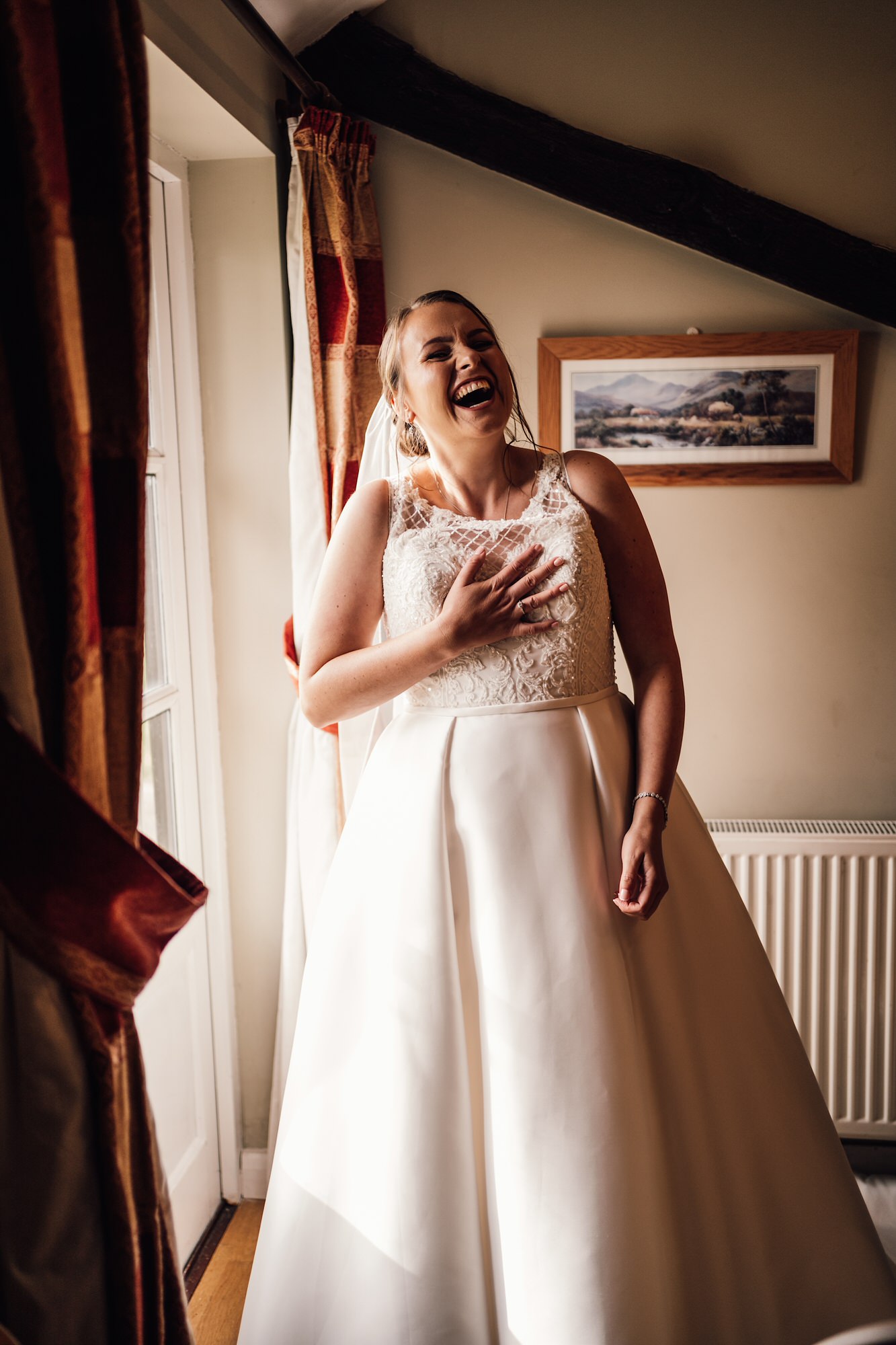 photo of bride laughing