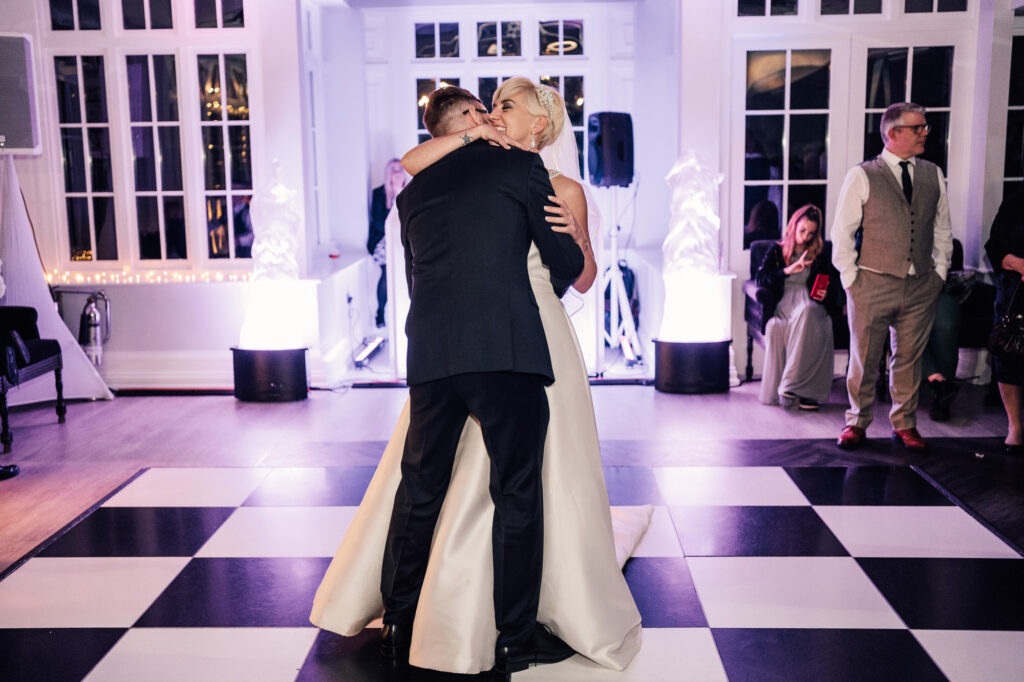 bride and groom first dance at swynford manor