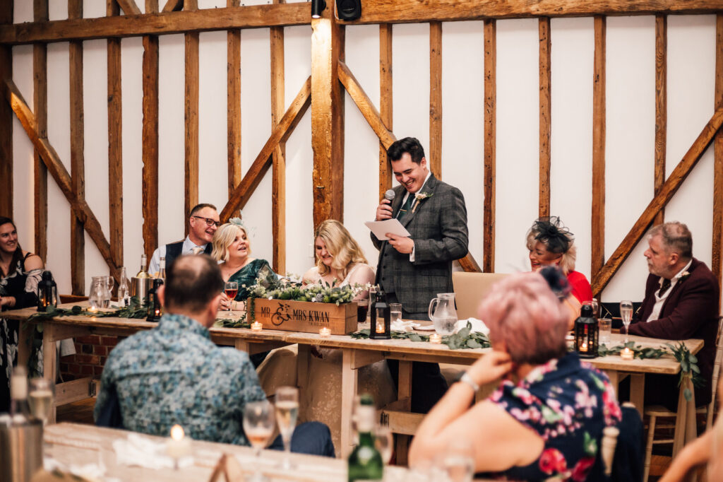 formal wedding speeches at milling barn 