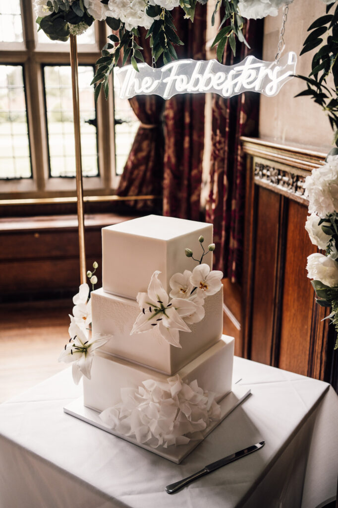 square three tier wedding cake 